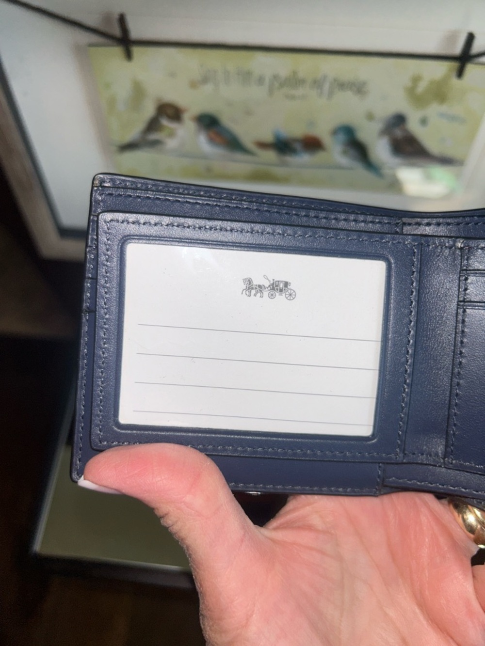 Coach Navy and Orange Leather Bifold Card Wallet - Picture 10 of 11